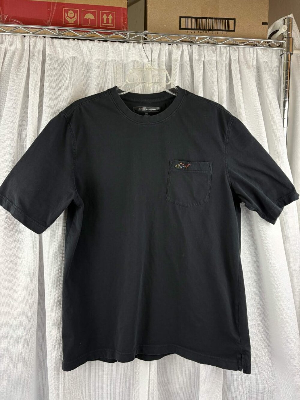 Greg Norman T Shirt Men Black Short Sleeve Pocket Shark Size M